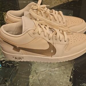Nike Cream Sneakers with Gold Accents